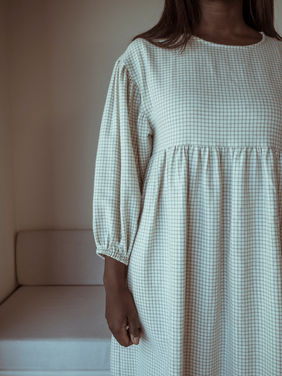Dress Midi Balloon Silver Check Adult – Across the Street