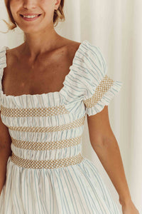 Dress Smocked Striped Woman