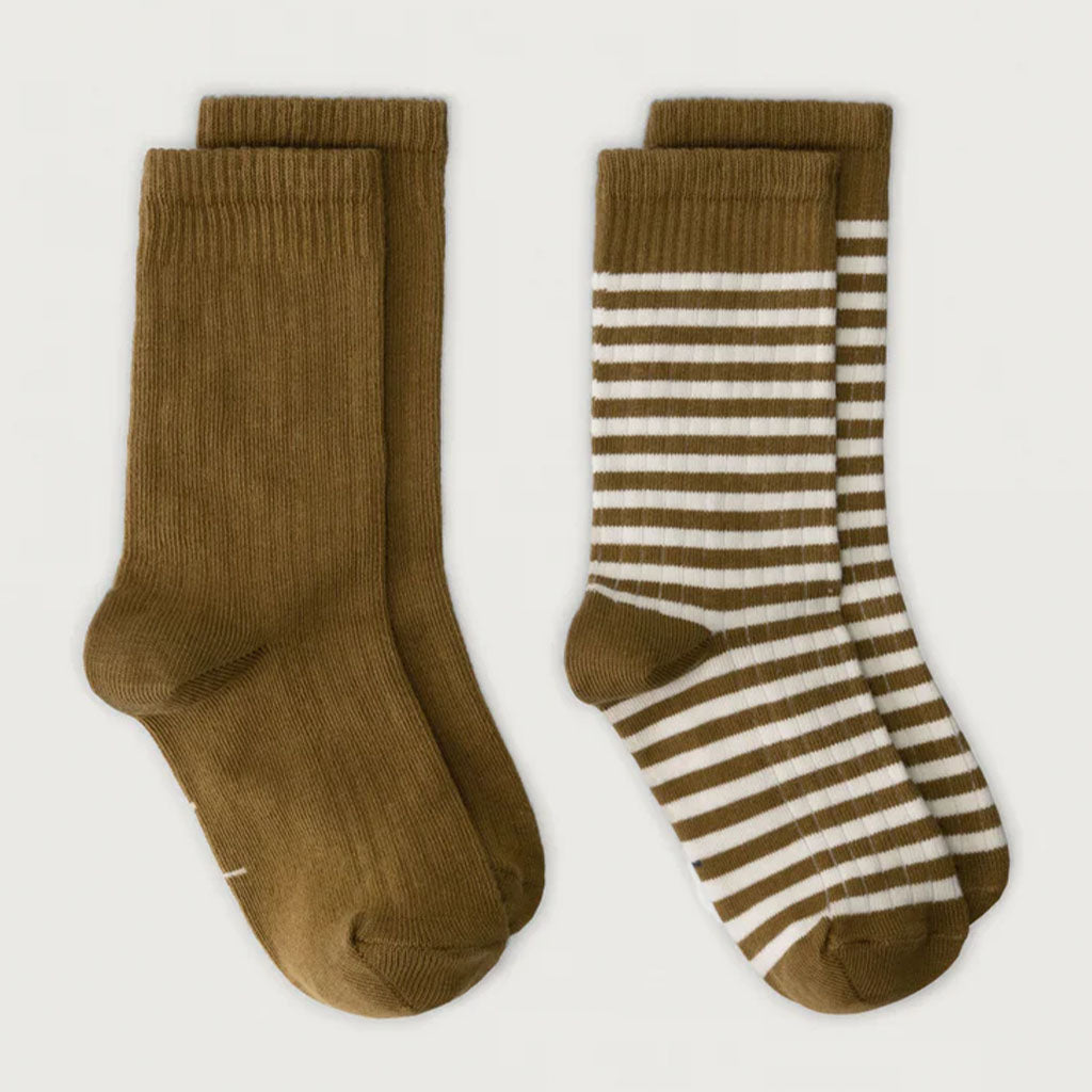 Socks Ribbed Peanut Cream 2-PACK