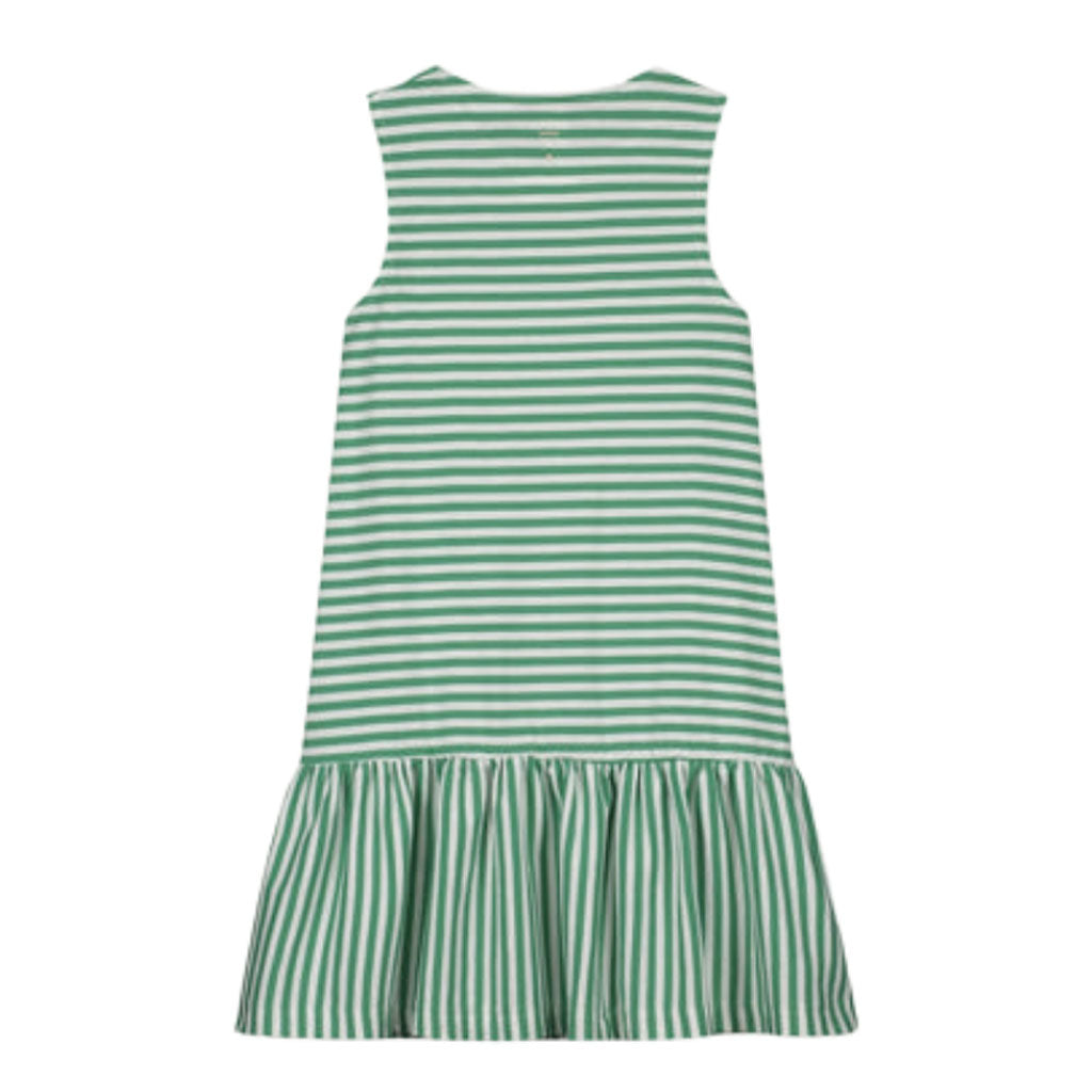 Dress Frill Sleeveless Bright Green Off White