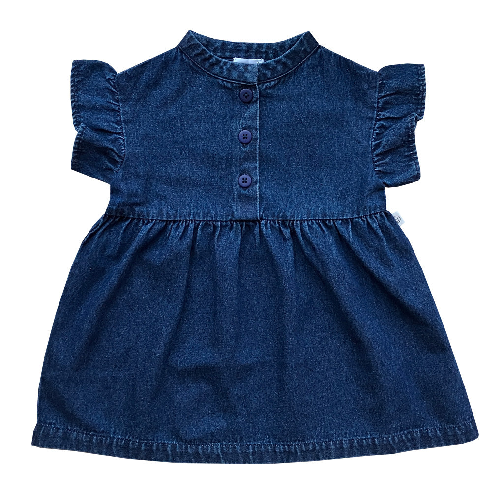 Dress Frill Sleeve Washed Denim