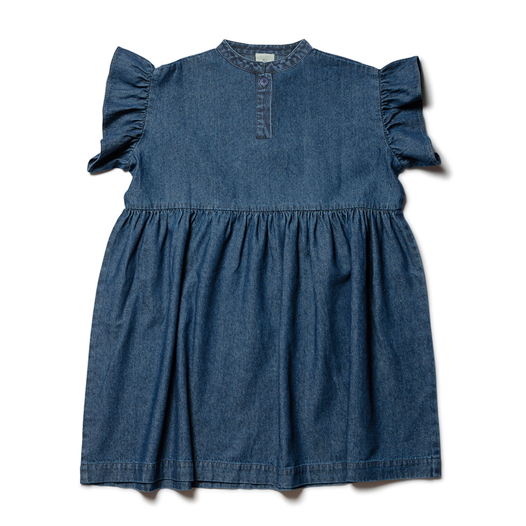 Dress Frill Sleeve Washed Denim