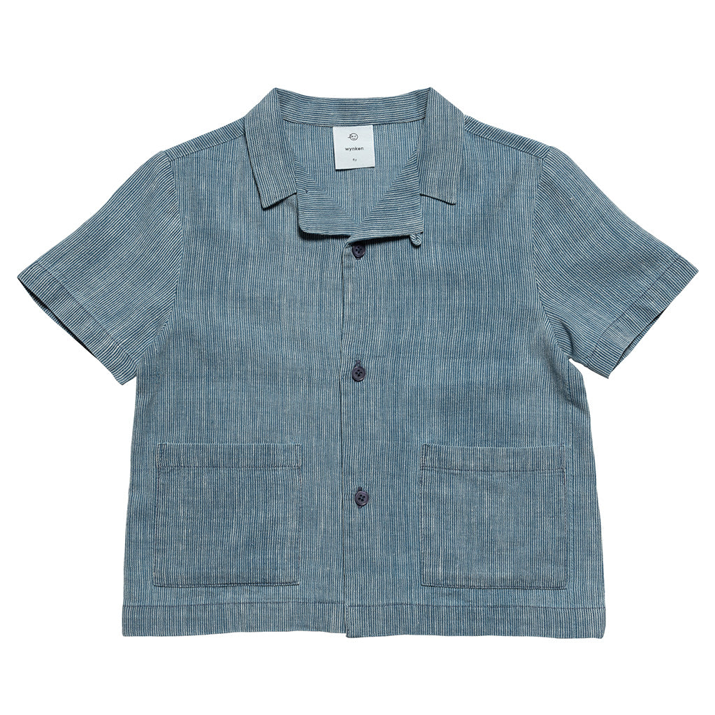 Shirt Cuban Bleached Indigo Stripe