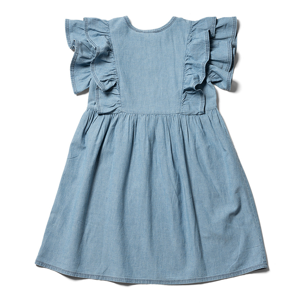 Dress Gather Fiesta Light Bleached Chambray