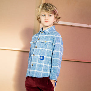 Overshirt Sky Blue Brushed Plaid