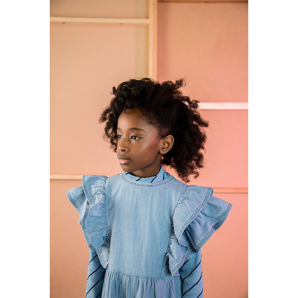 Dress Gather Fiesta Light Bleached Chambray