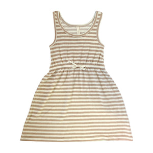 Dress Terry Striped Brown Ecru Woman