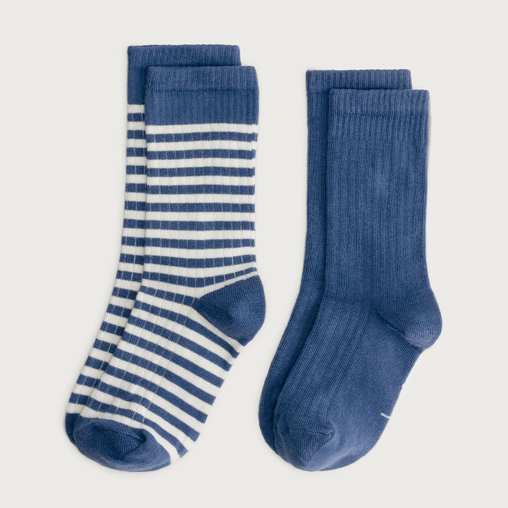 Socks Ribbed Blue Moon Cream 2-PACK
