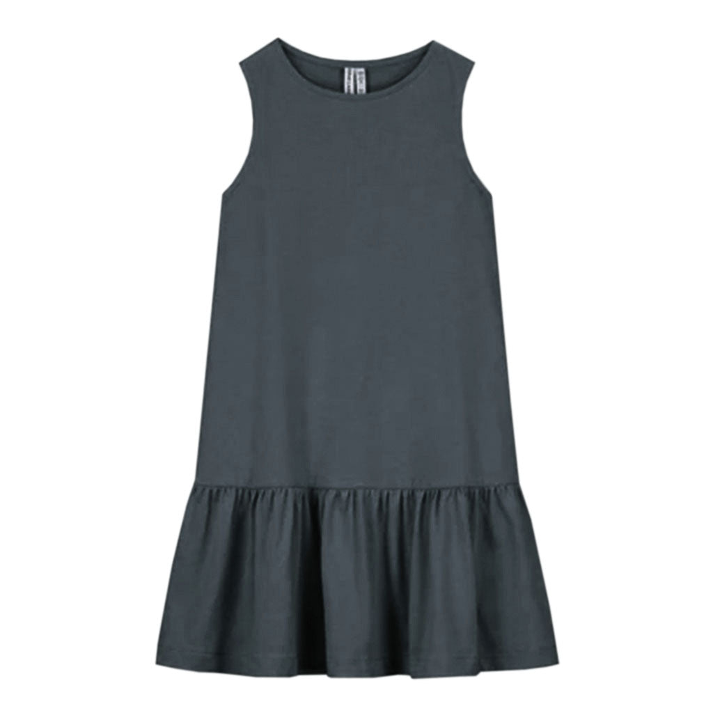 Dress Frill Sleeveless Blue Grey