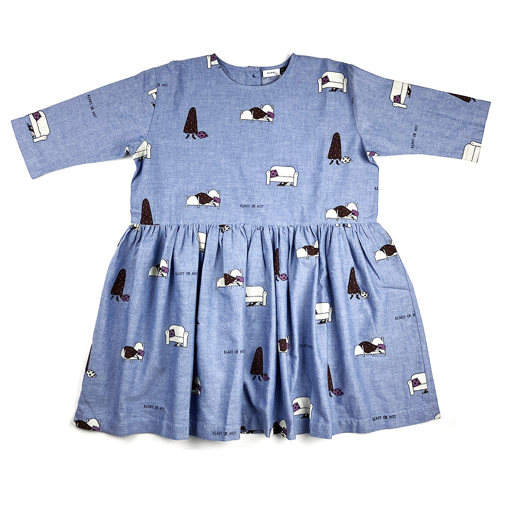 Dress Gather Fresh Blue Multi