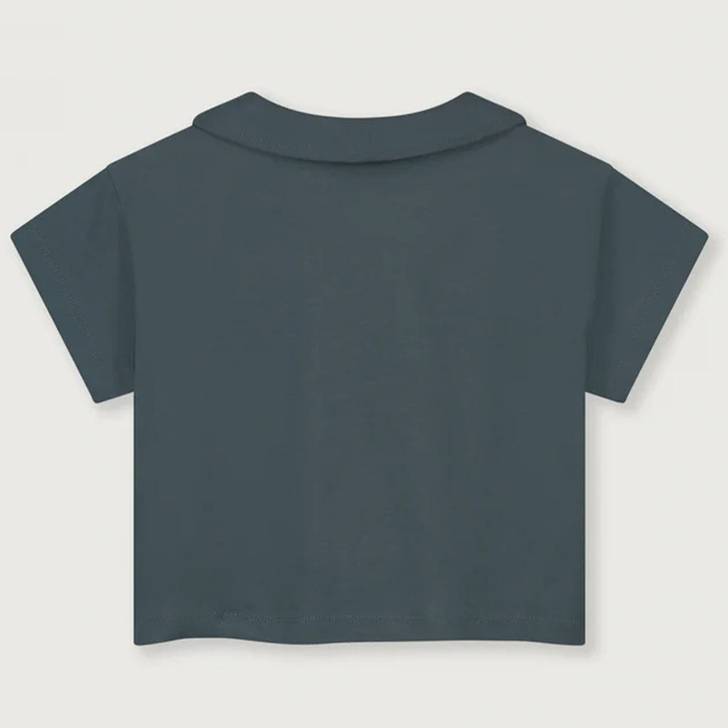 Top Boxy Collar Blue Grey