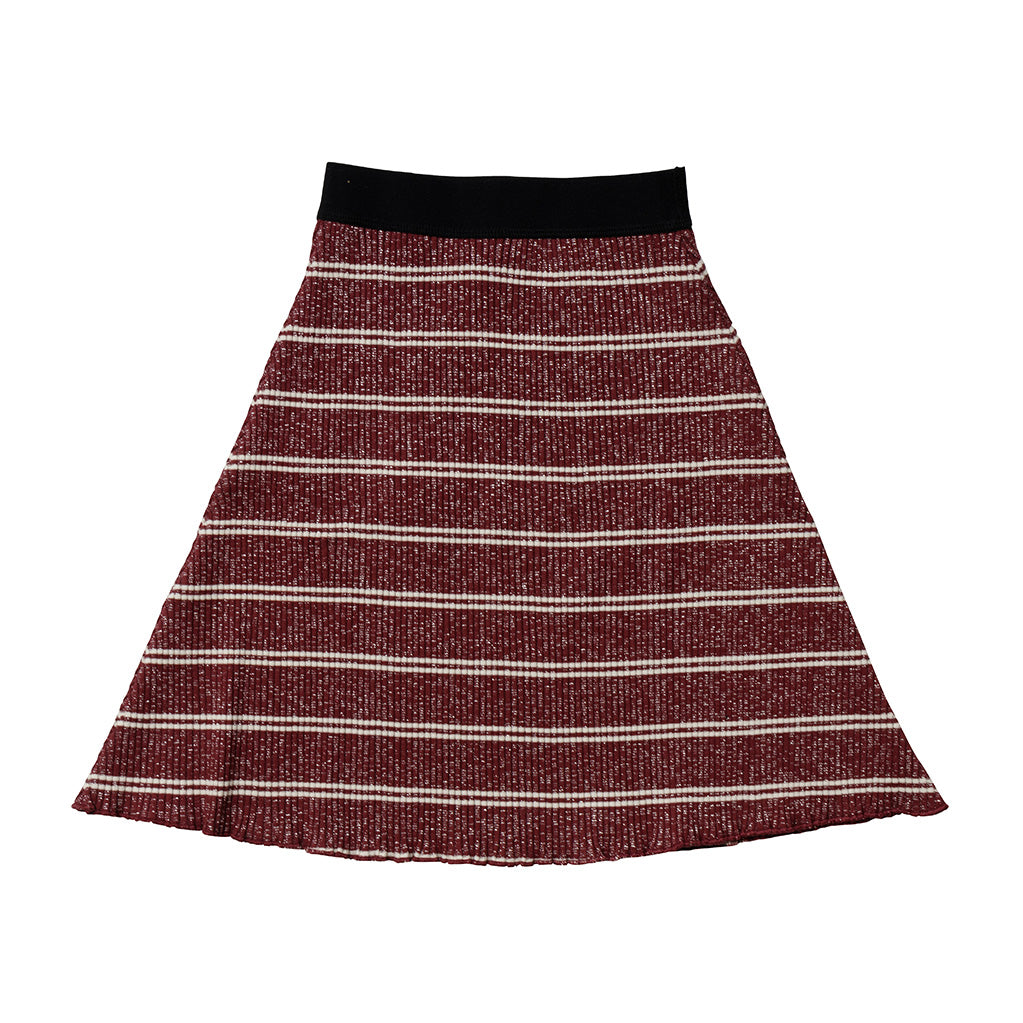 Skirt Rib Burgundy Ecru Sparkle Stripe