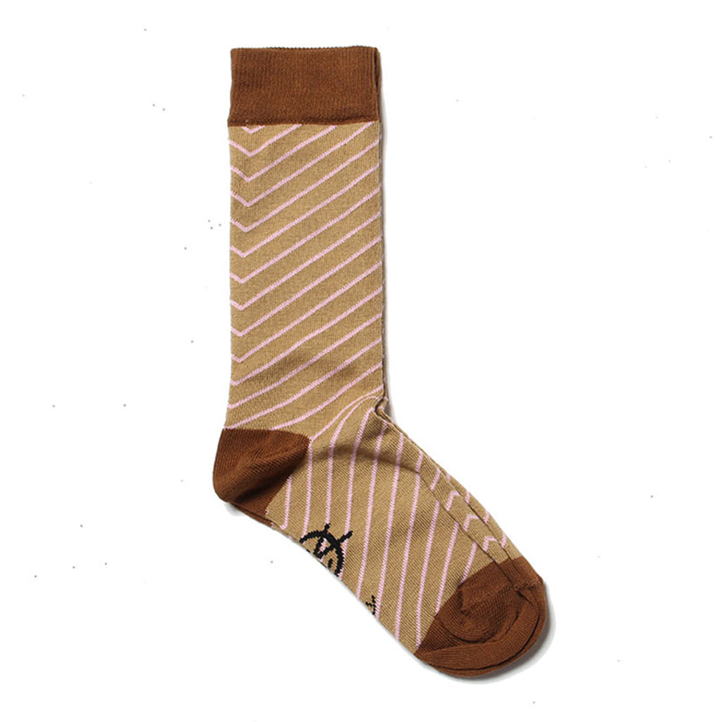 Knee Socks Diagonal Stripe Ginger Mallow Pink