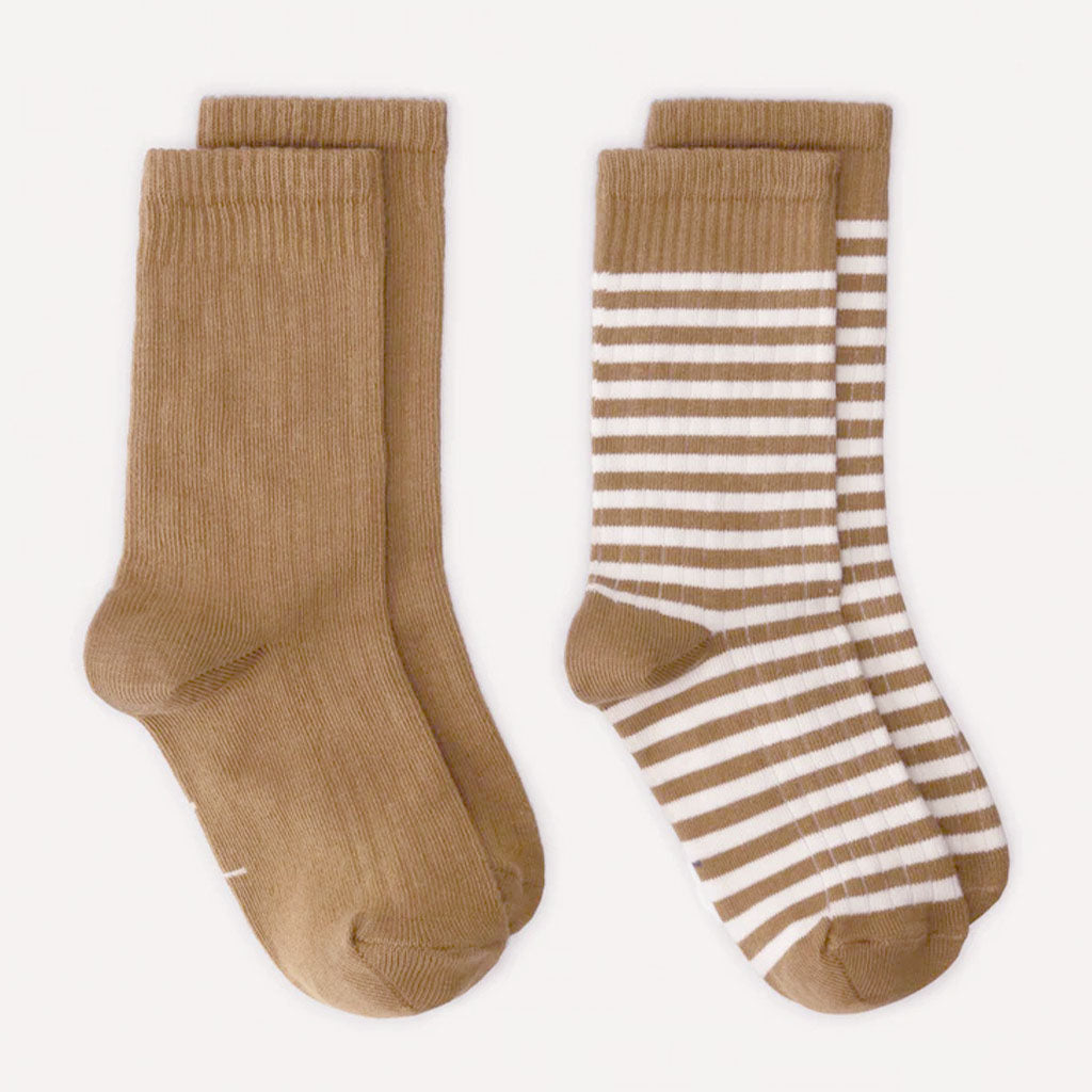Socks Ribbed Biscuit Cream 2-PACK