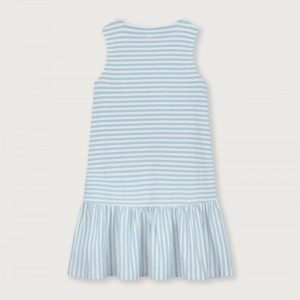 Dress Frill Sleeveless Sky Off White