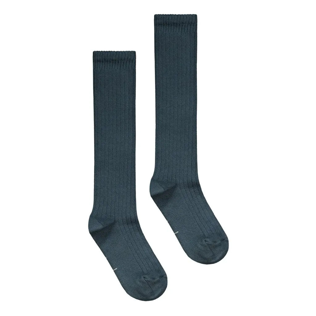 Socks Long Ribbed Blue Grey