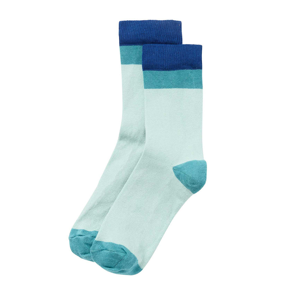 Socks Tri-Color Duck Egg Emerald Sea Cobalt Blue