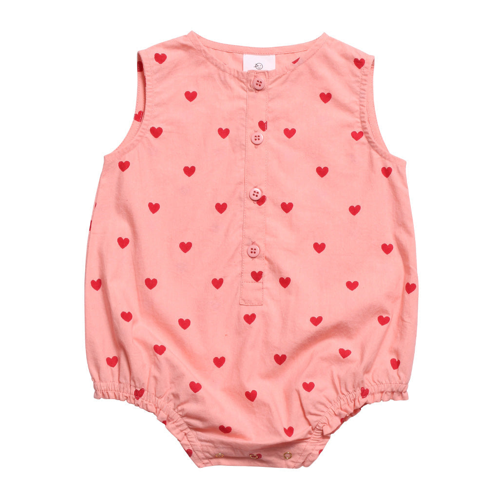 Romper Woven Blush Pink Red