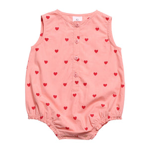 Romper Woven Blush Pink Red