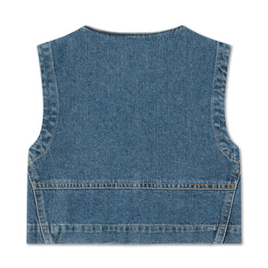REPOSE AMS DENIM VEST - MID BLUE REPOSE AMS DENIM VEST - MID BLUE