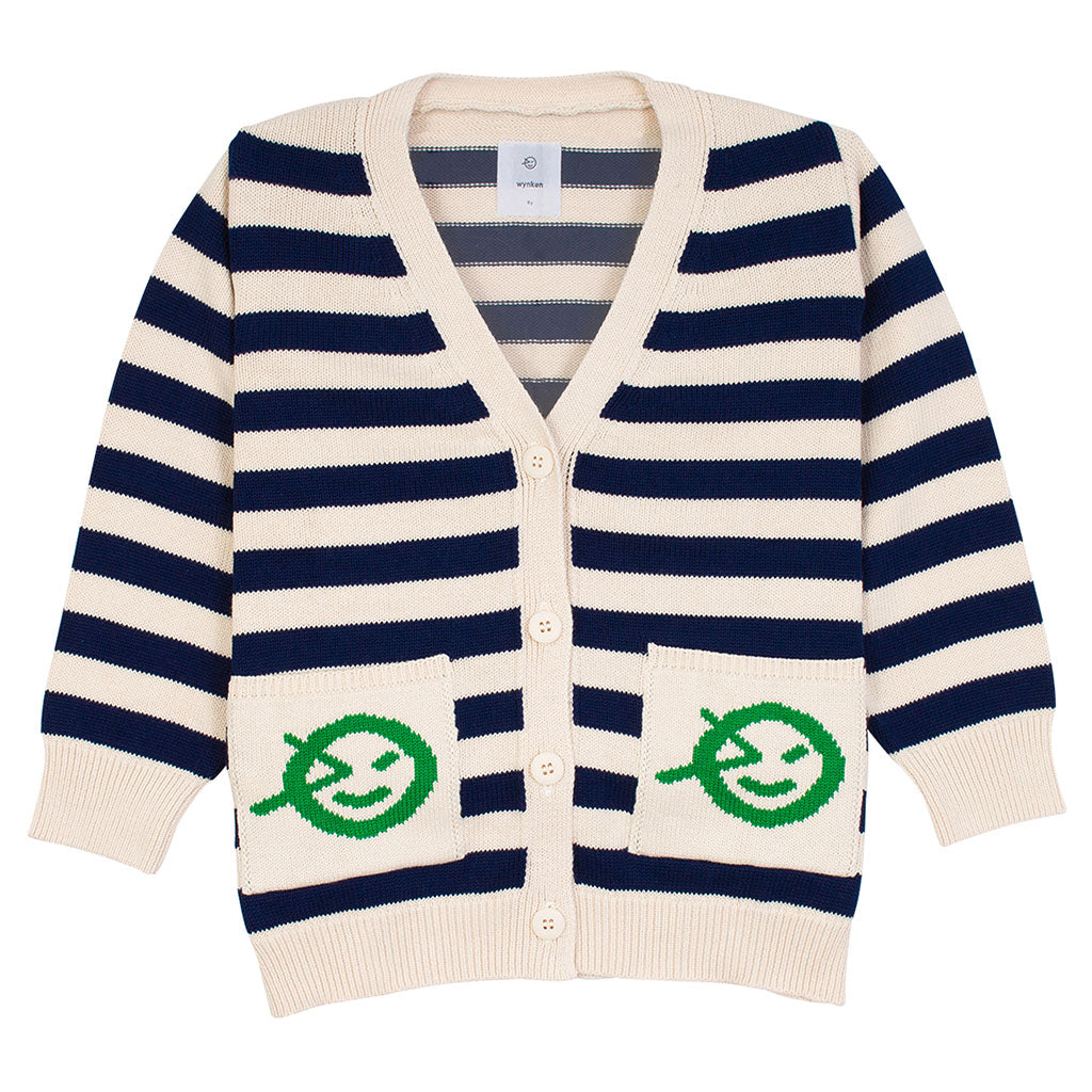 Cardigan Stripe Navy Tide White