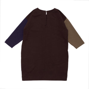 Dress Sweater Panel Bitter Choc Olive Navy