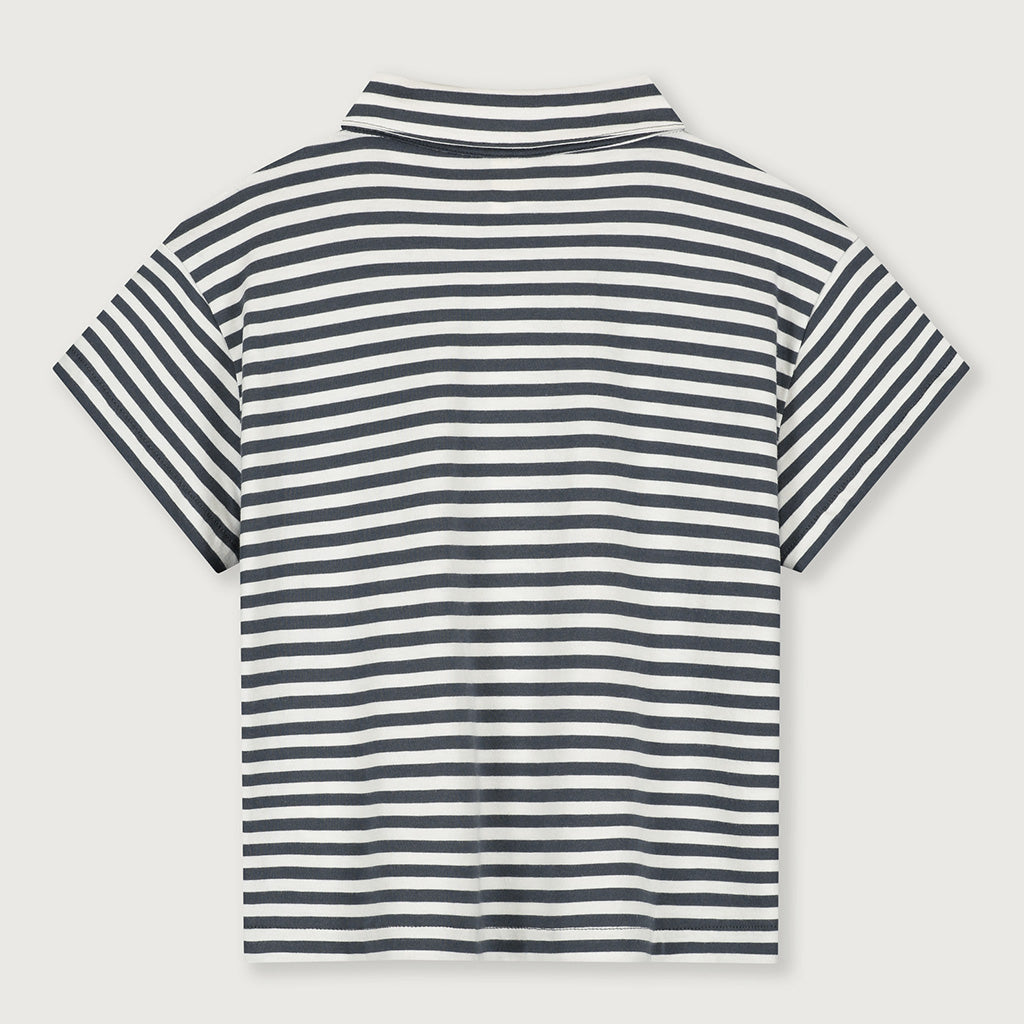 Blouse Top Blue Grey Off White