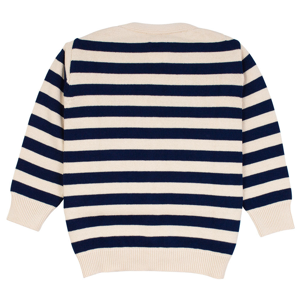 Cardigan Stripe Navy Tide White