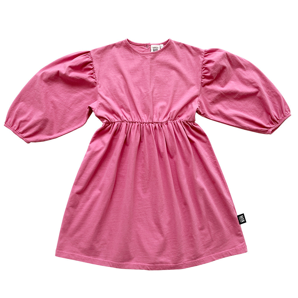 Dress Puffed Sleeve Vintage Rose