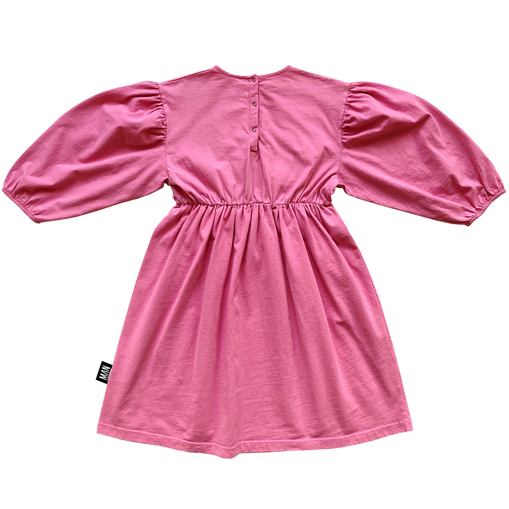 Dress Puffed Sleeve Vintage Rose