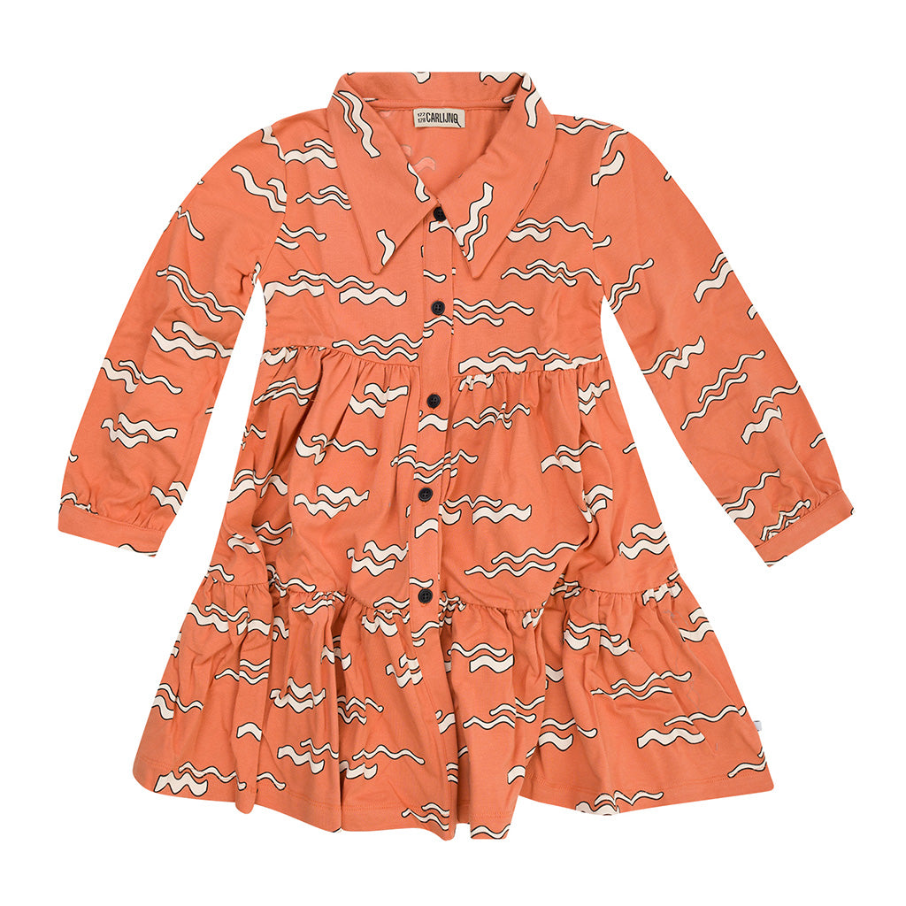 Dress Flared Waves Orange