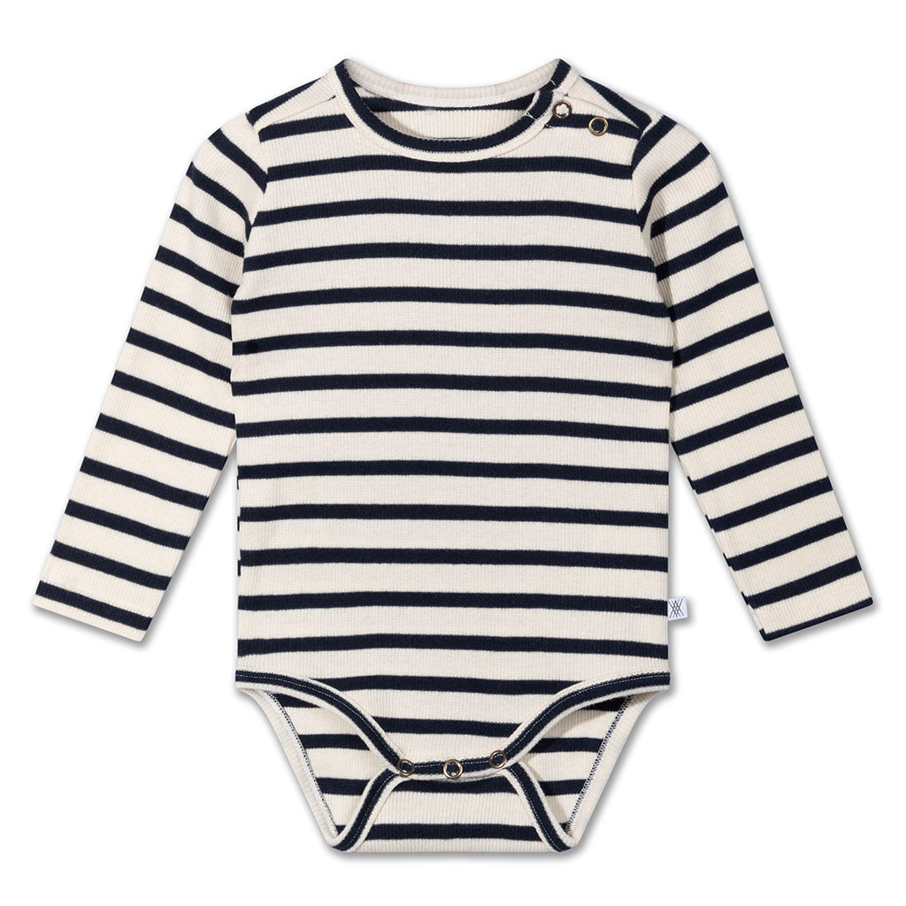Bodysuit Longsleeve Creme Brûlée Blue Stripe