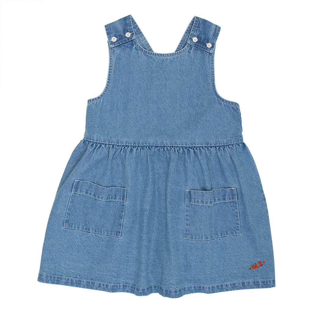 Dress Swing Pinafore Mid Bleached Denim