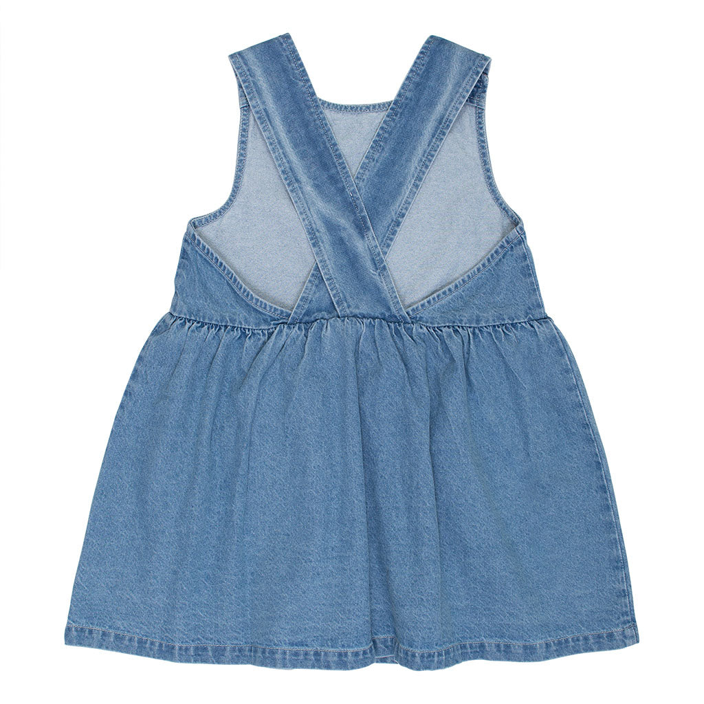 Dress Swing Pinafore Mid Bleached Denim