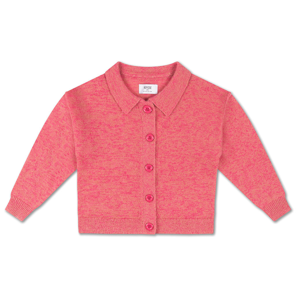 Cardigan Knit Collar Pinkish Coral