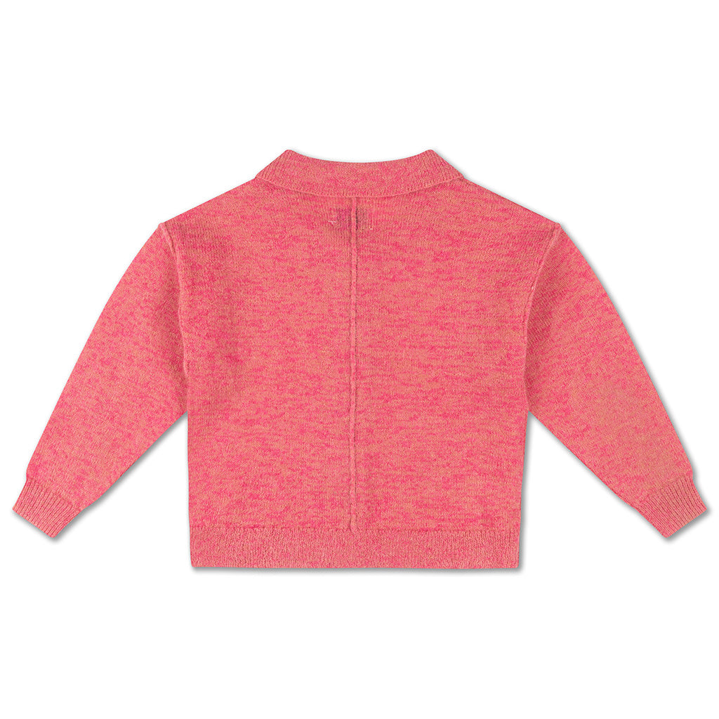 Cardigan Knit Collar Pinkish Coral