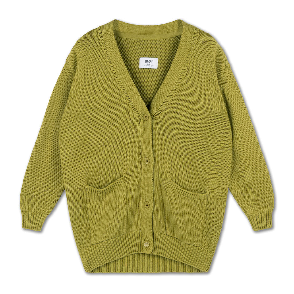 Cardigan Knit Grandpa Leek Green
