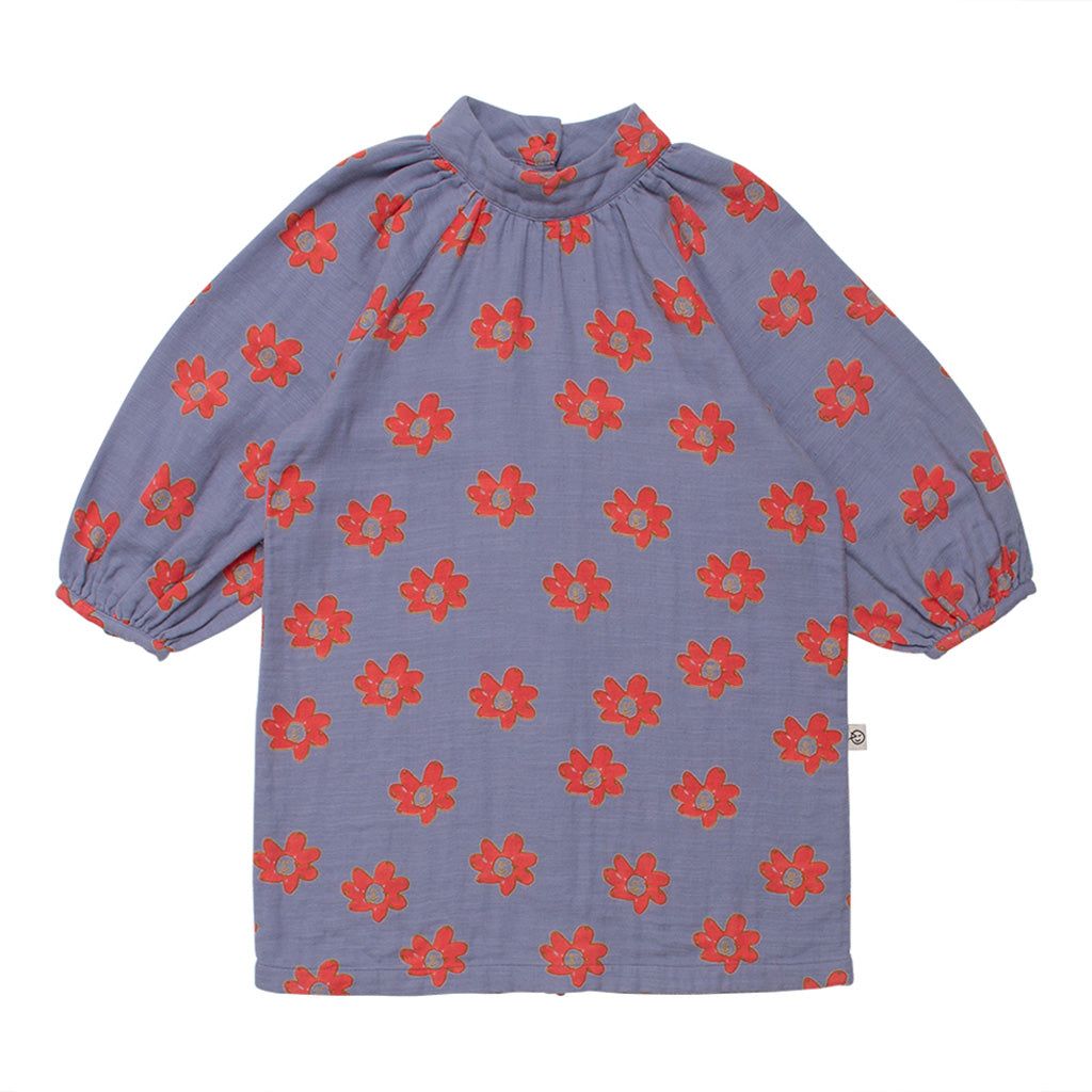 Dress Plein Air Button Back Fun Flower Stormy Blue