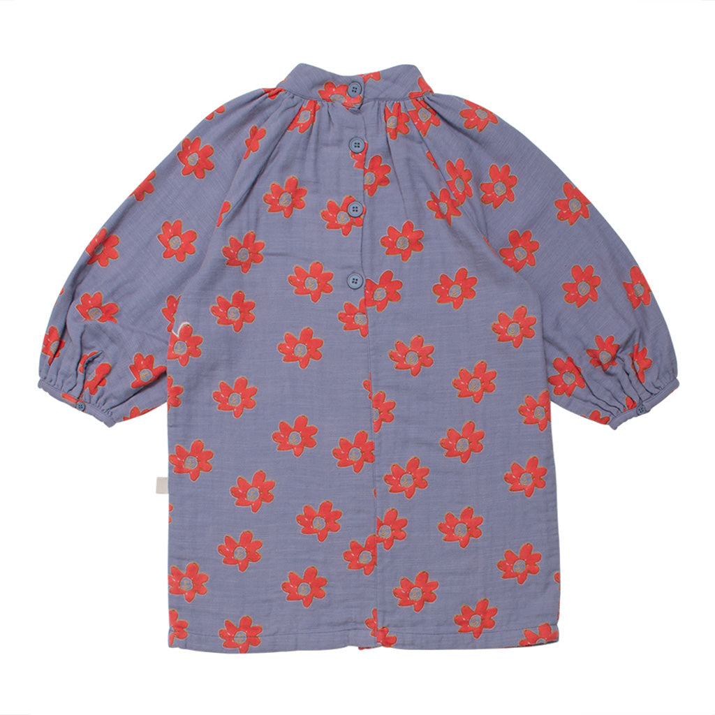 Dress Plein Air Button Back Fun Flower Stormy Blue