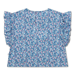Top Ruffle Misty Liberty Graphic Flower