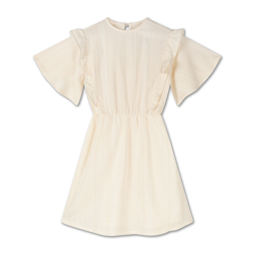 Dress Ruffle Fancy Sand White Stripe