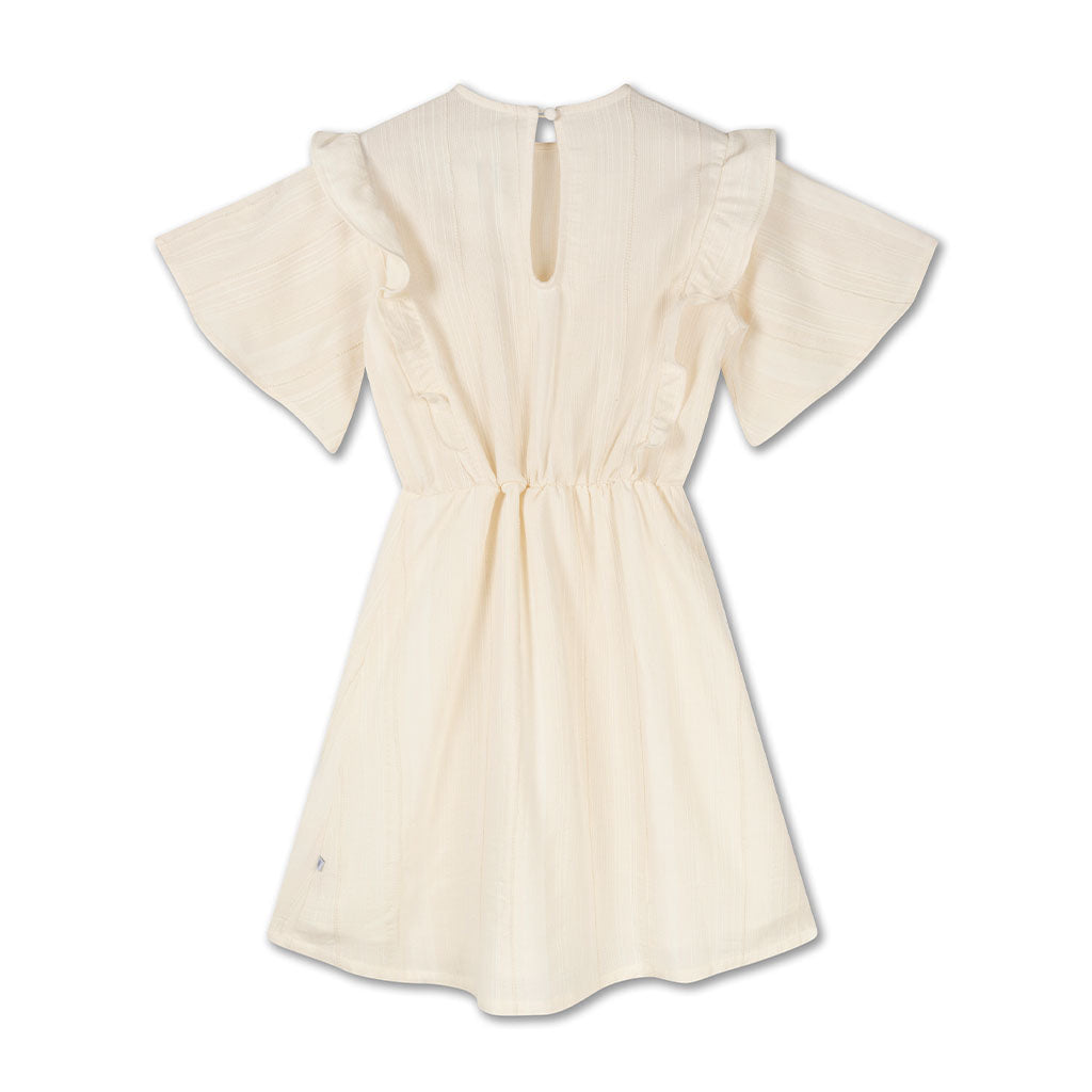 Dress Ruffle Fancy Sand White Stripe