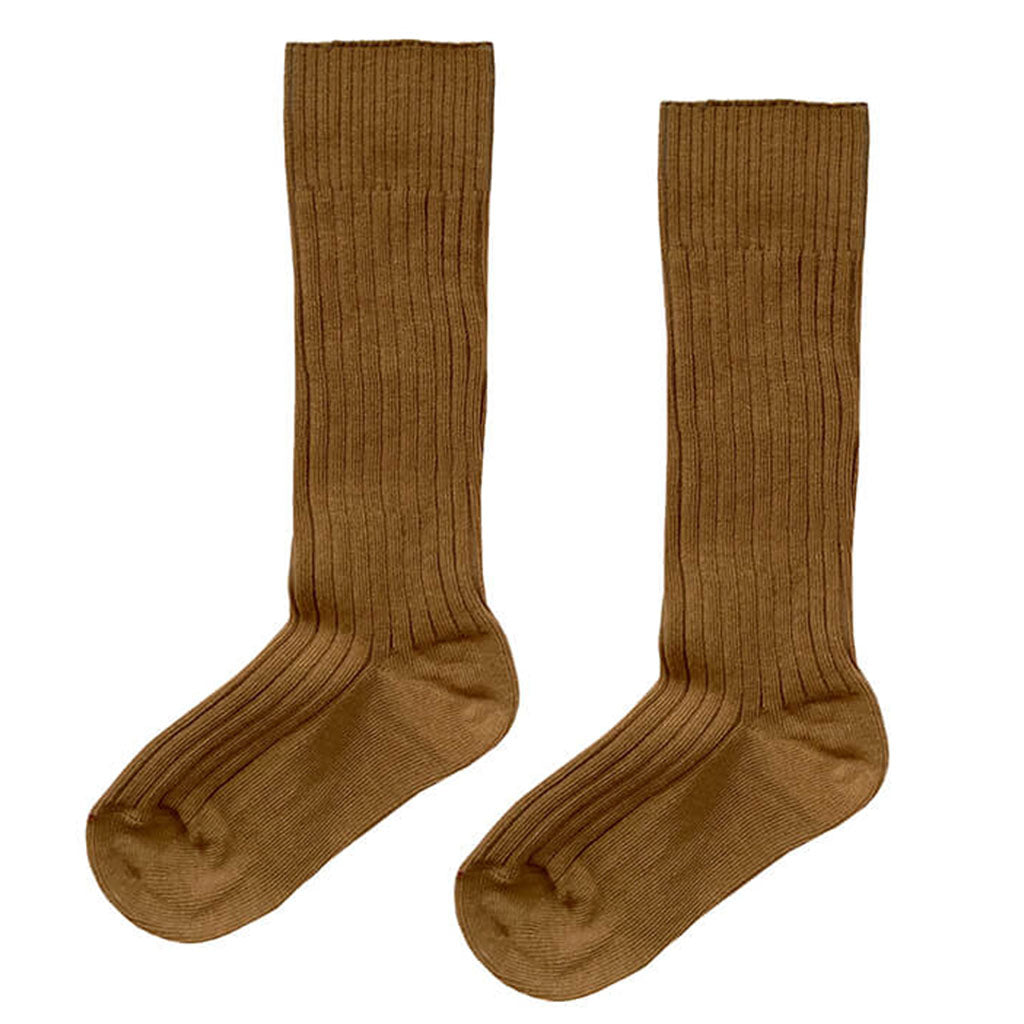 Socks Knee Ribbed Brown