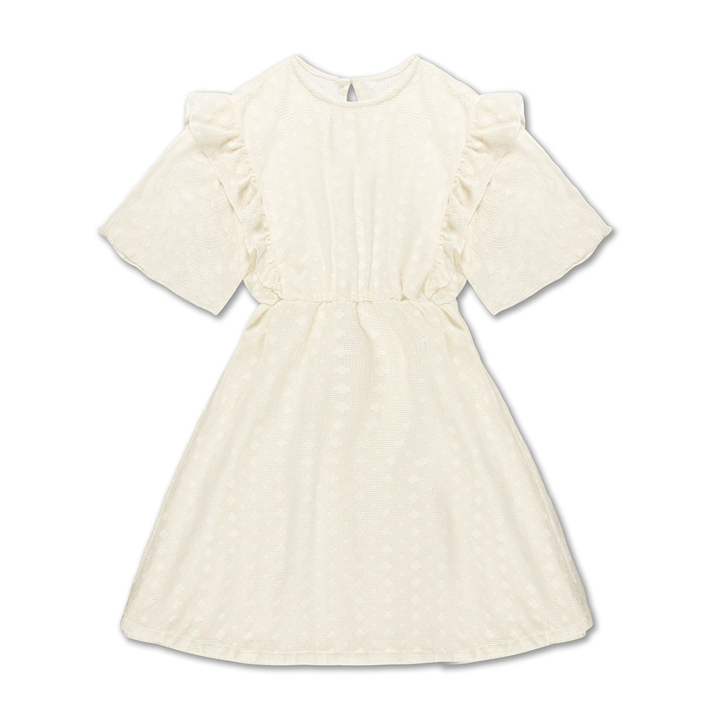 Dress Ruffle Graphic Lace Summer Nude