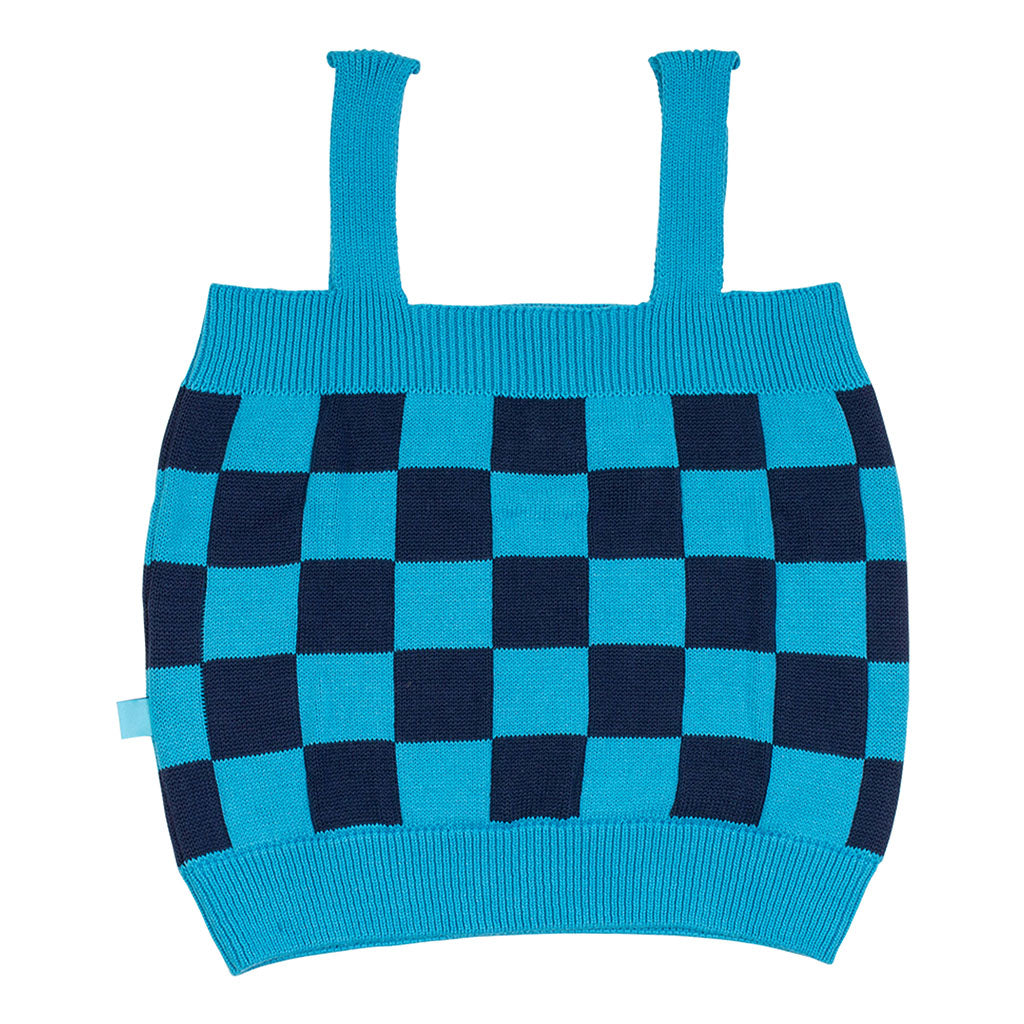 Suntop Check Knit Turquoise Navy