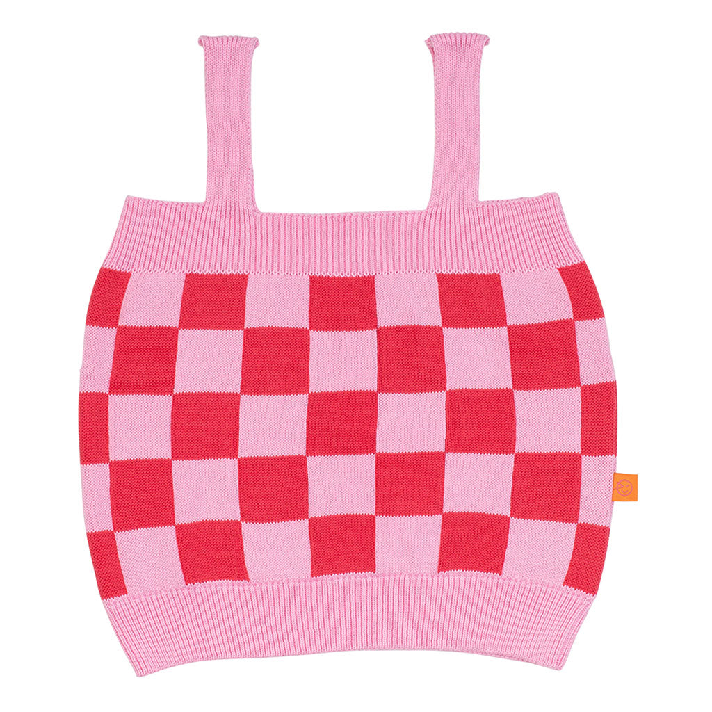 Suntop Check Knit Lipstick Naranja