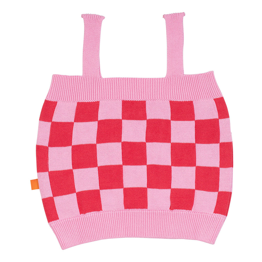 Suntop Check Knit Lipstick Naranja