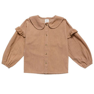 Blouse Pan Collar Dull Pink Baby Cord