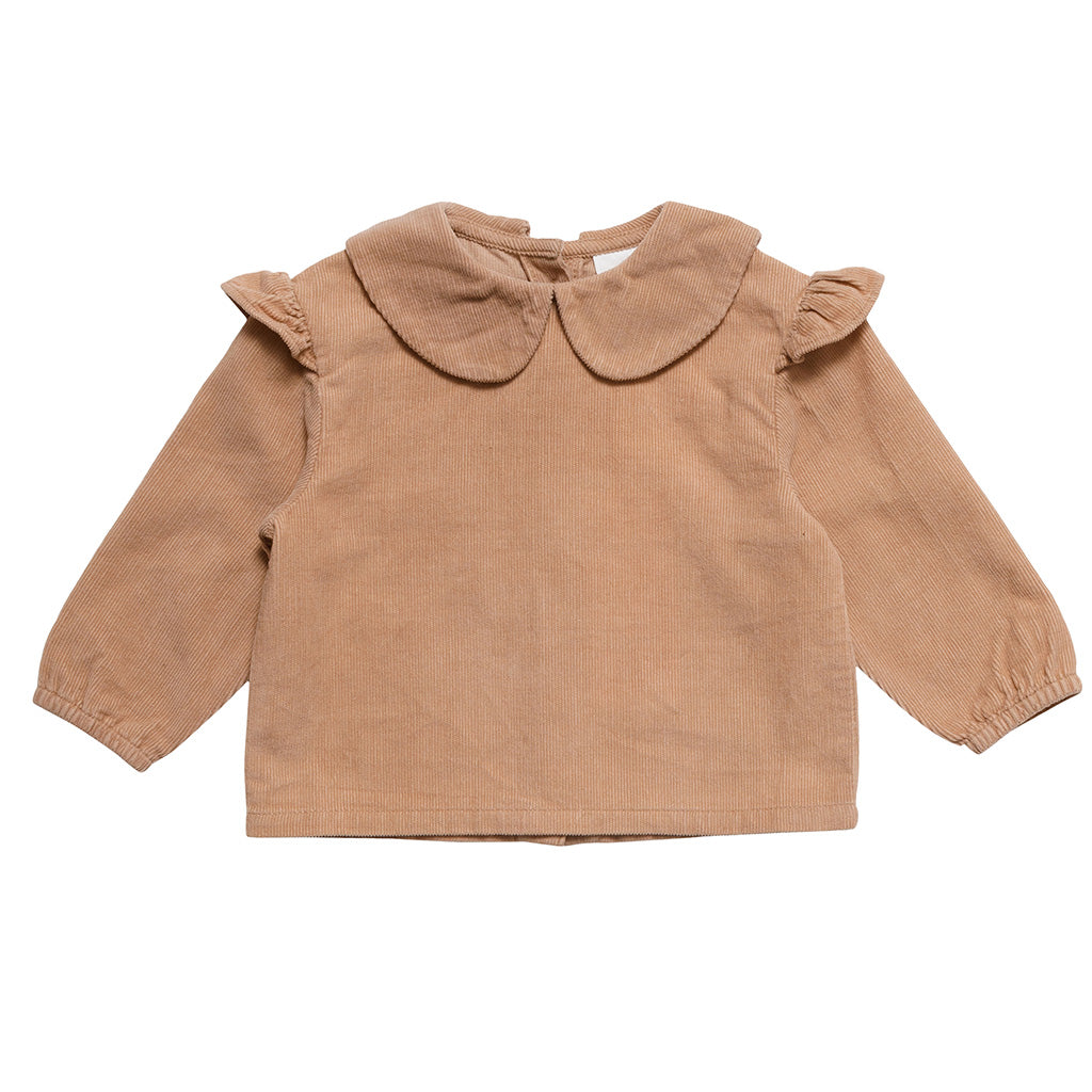 Blouse Pan Collar Dull Pink Baby Cord