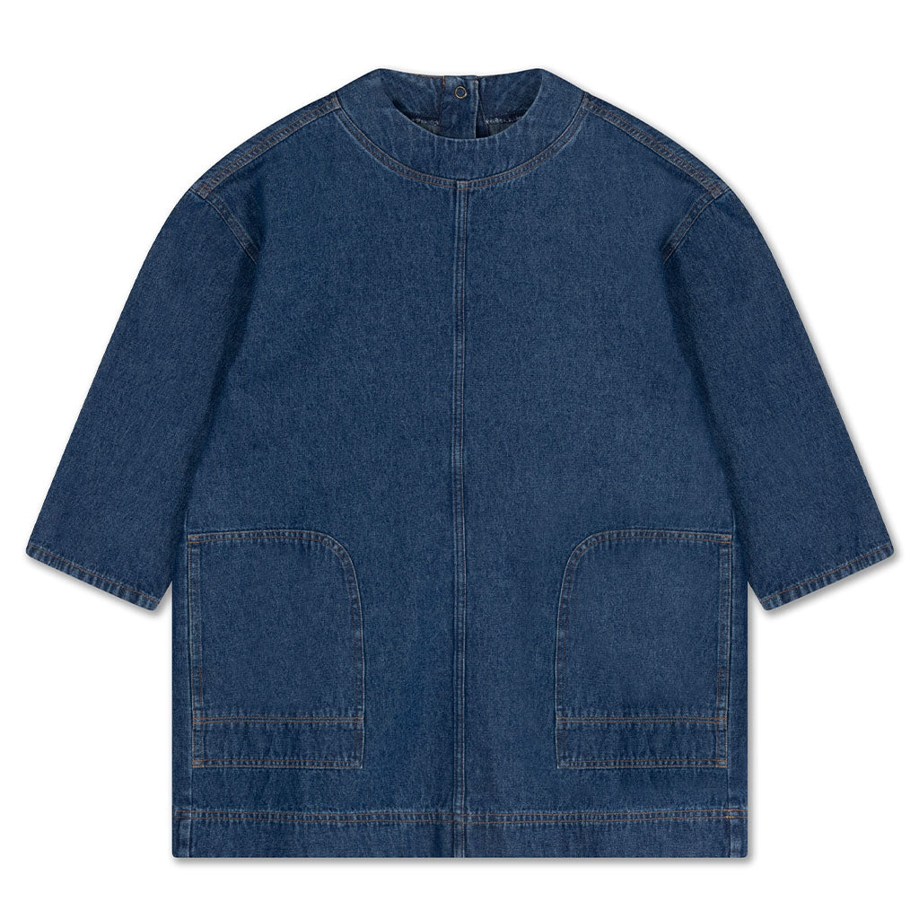 Dress Woven Pocket Rinsed Denim Blue